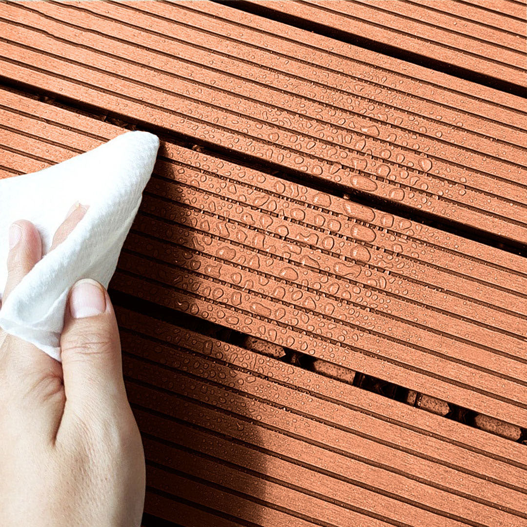 SOGA 11 pcs Red Brown DIY Wooden Composite Decking Tiles Garden Outdoor Backyard Flooring Home Decor • LUZ-Deck7003