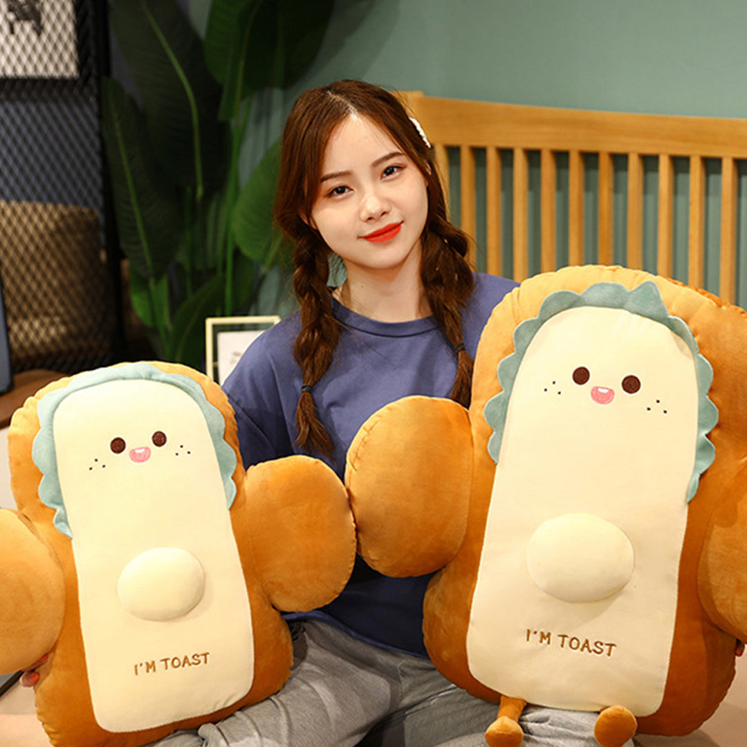 SOGA 2X 48cm Cute Face Toast Bread Cushion Stuffed Car Seat Plush Cartoon Back Support Pillow Home Decor • LUZ-SCushion061X2