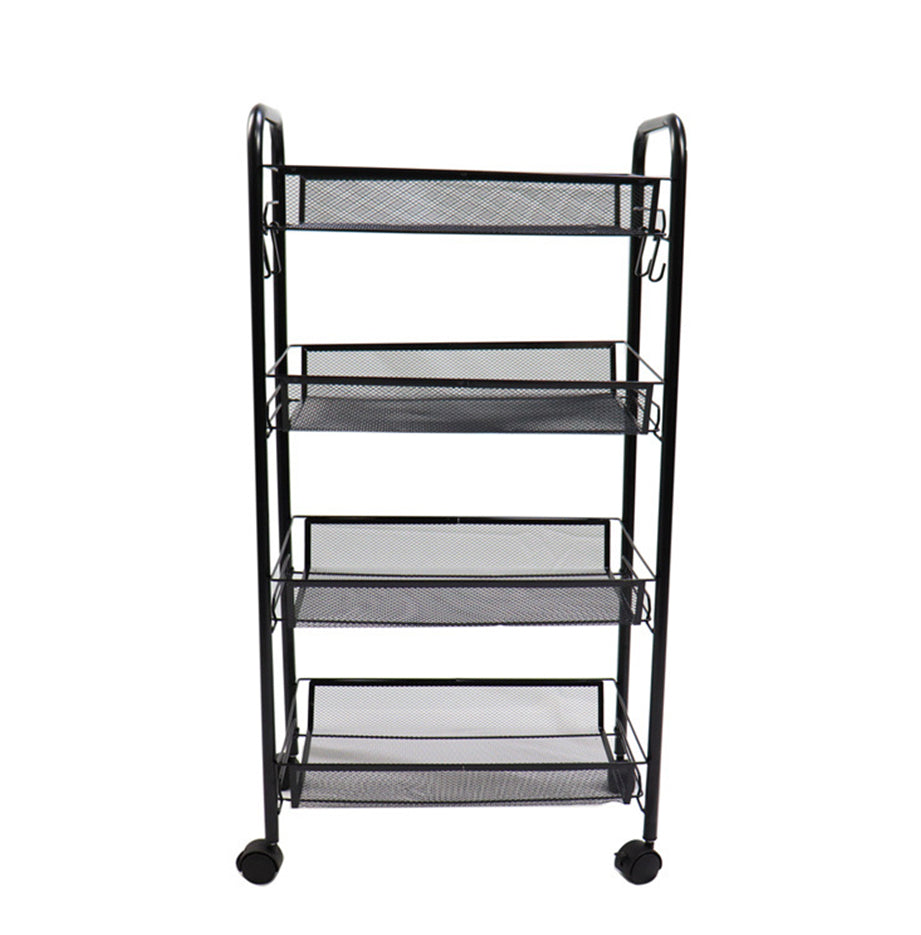 SOGA 2X 4 Tier Steel Black Bee Mesh Kitchen Cart Multi-Functional Shelves Portable Storage Organizer with Wheels • LUZ-KitchenXY037X2