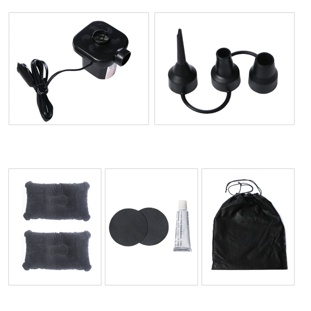 SOGA Grey Inflatable Car Boot Mattress Portable Camping Air Bed Travel Sleeping Essentials • LUZ-CarMat014