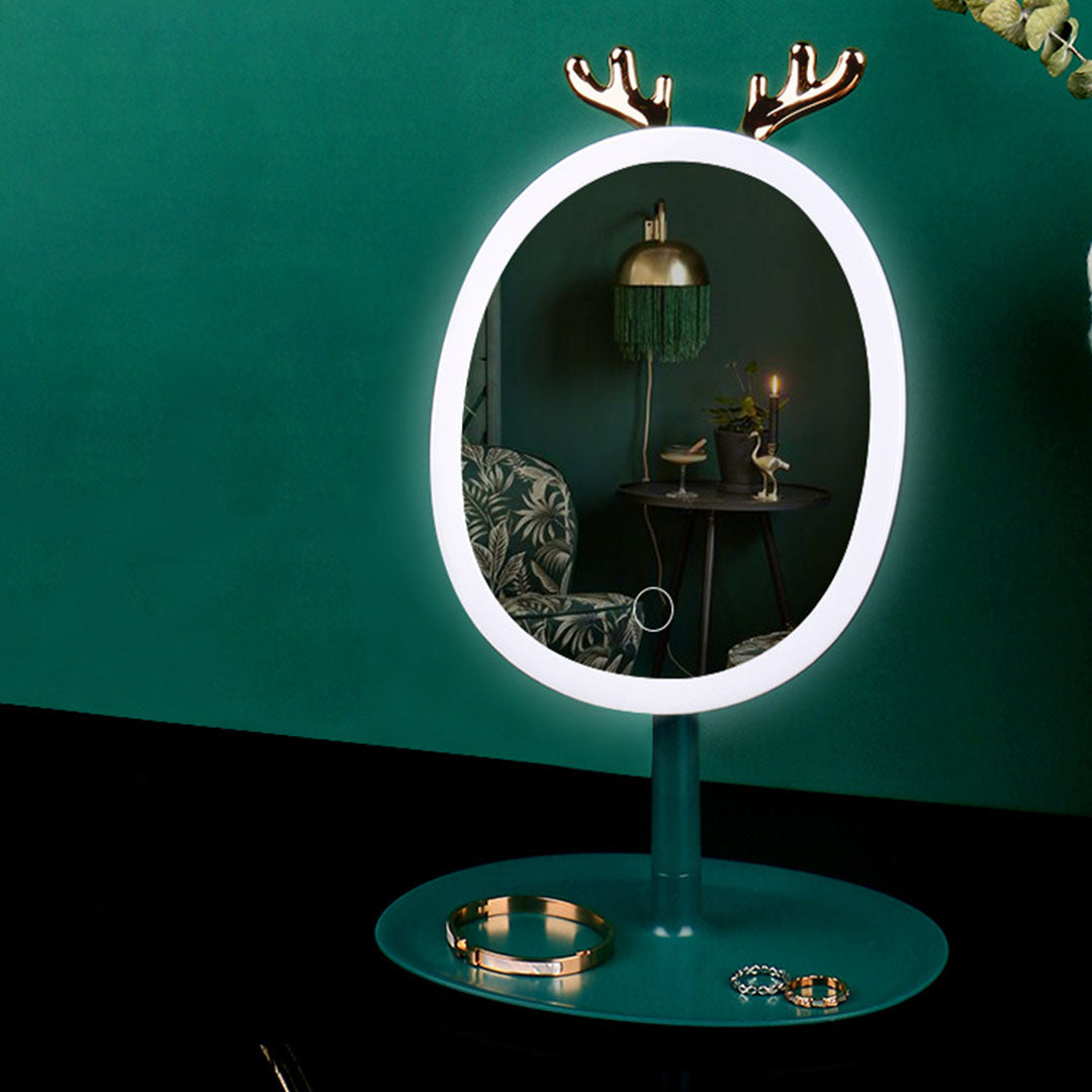 SOGA Green Antler LED Light Makeup Mirror Tabletop Vanity Home Decor • LUZ-BathG534