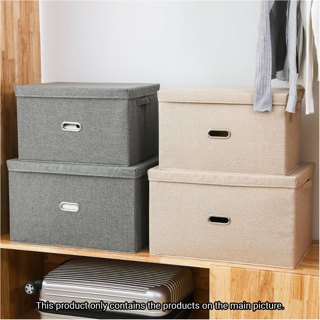 SOGA 2X Grey Large Foldable Canvas Storage Box Cube Clothes Basket Organiser Home Decorative Box • LUZ-SBox003X2