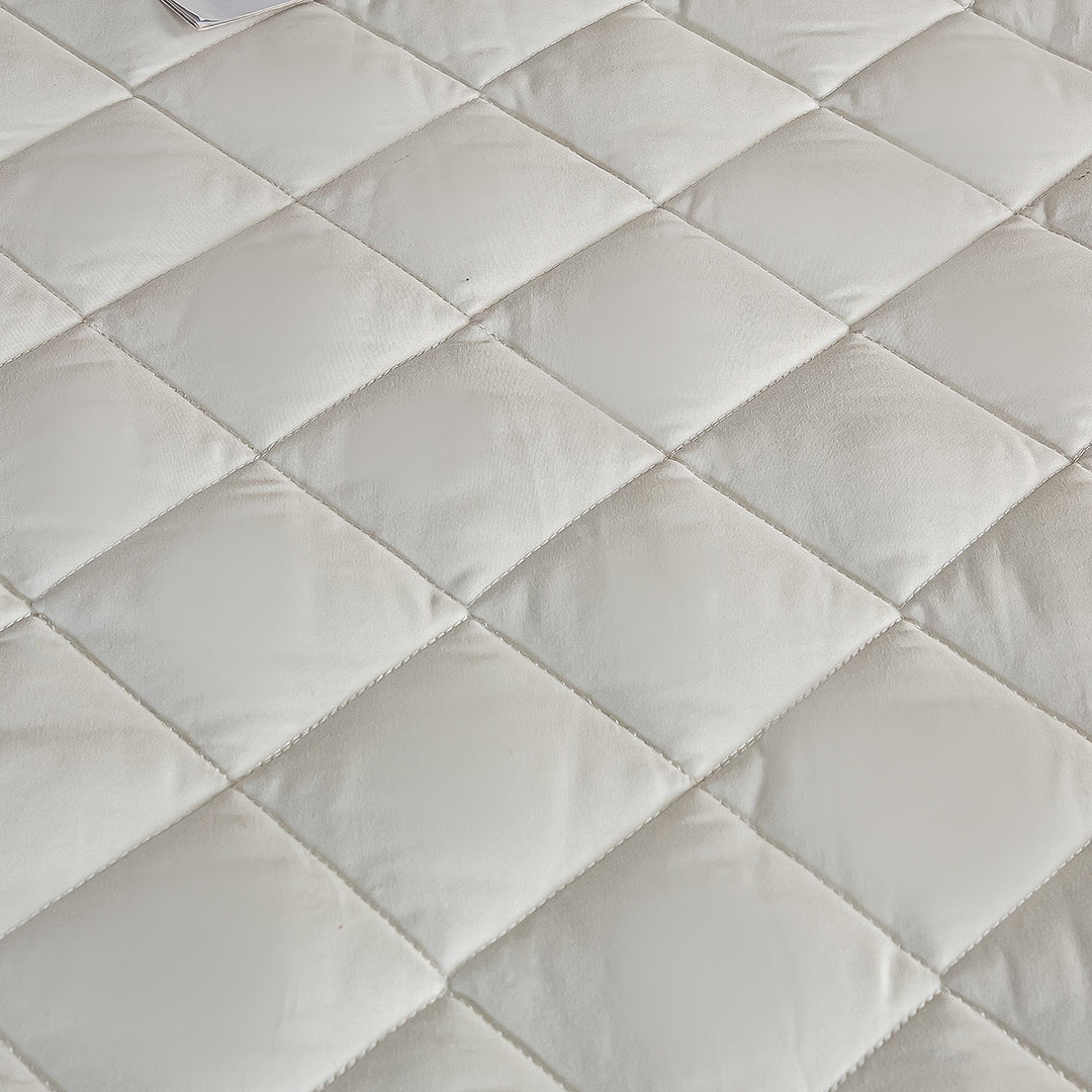 SOGA White 138cm Wide Cross-Hatch Mattress Cover Thick Quilted Stretchable Bed Spread Sheet Protector with Pillow Covers • LUZ-BCover4011
