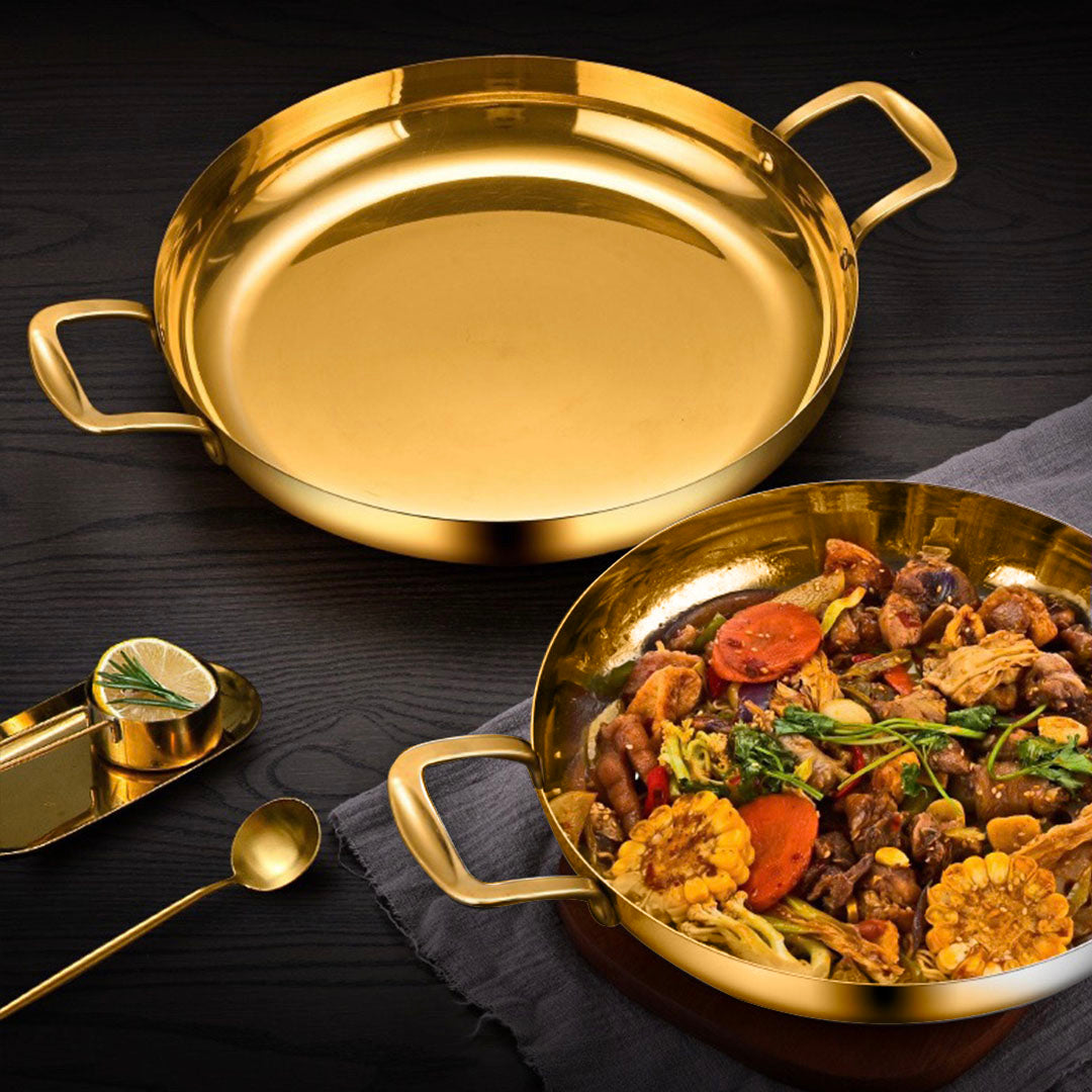 Soga 24cm Flat Base Seafood Dry Pot in Elegant Gold Color with Durable for Kitchen Essential • LUZ-VICSoupPot29