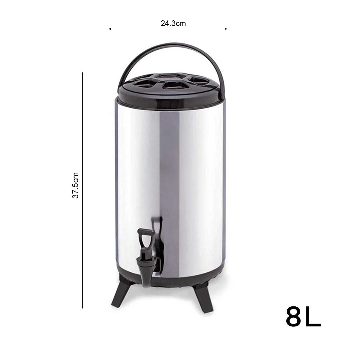 SOGA 8X 8L Portable Insulated Cold/Heat Coffee Tea Beer Barrel Brew Pot With Dispenser • LUZ-BeverageDispenser8LX8