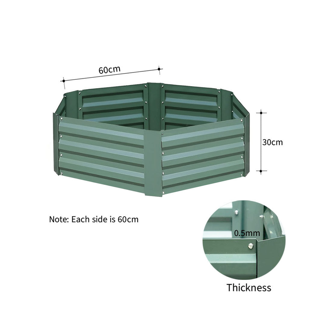 SOGA 2X 60cm Hexagon Shape Galvanised Raised Garden Bed Vegetable Herb Flower Outdoor Planter Box • LUZ-MetalBGre520X2