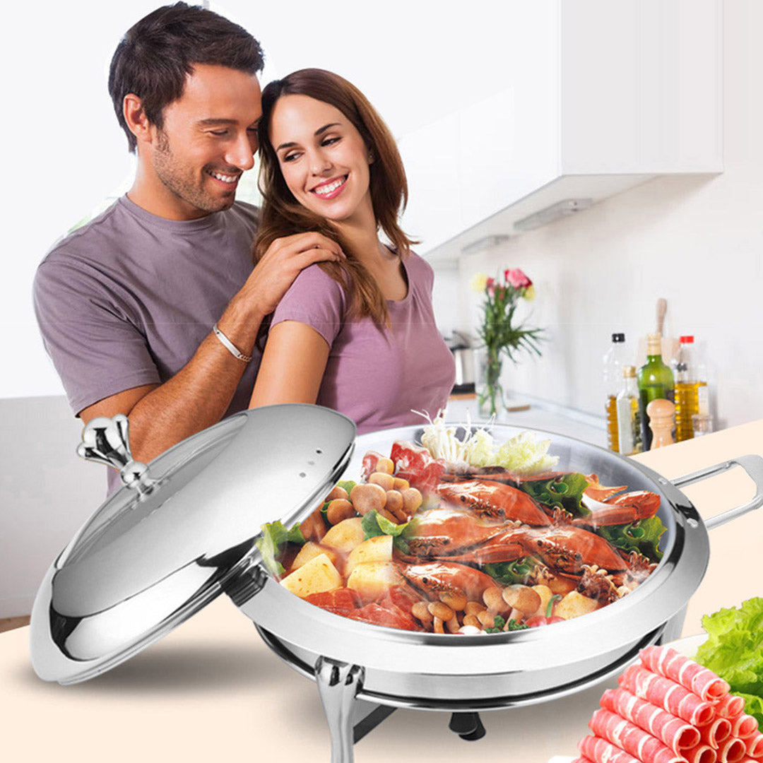SOGA 4X Stainless Steel Round Buffet Chafing Dish Cater Food Warmer Chafer with Glass Top Lid • LUZ-ChafingDishSoupSilverX4