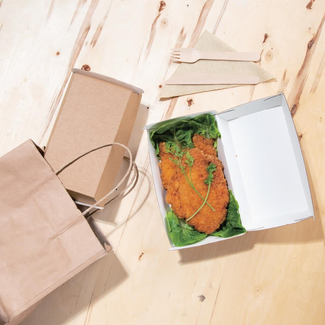 Fiesta Compostable Kraft Food Boxes Small 172mm (200 Pack) (Small. 172(W) x 92(D)mm. Pack Quantity: 200) • PAS-FB666