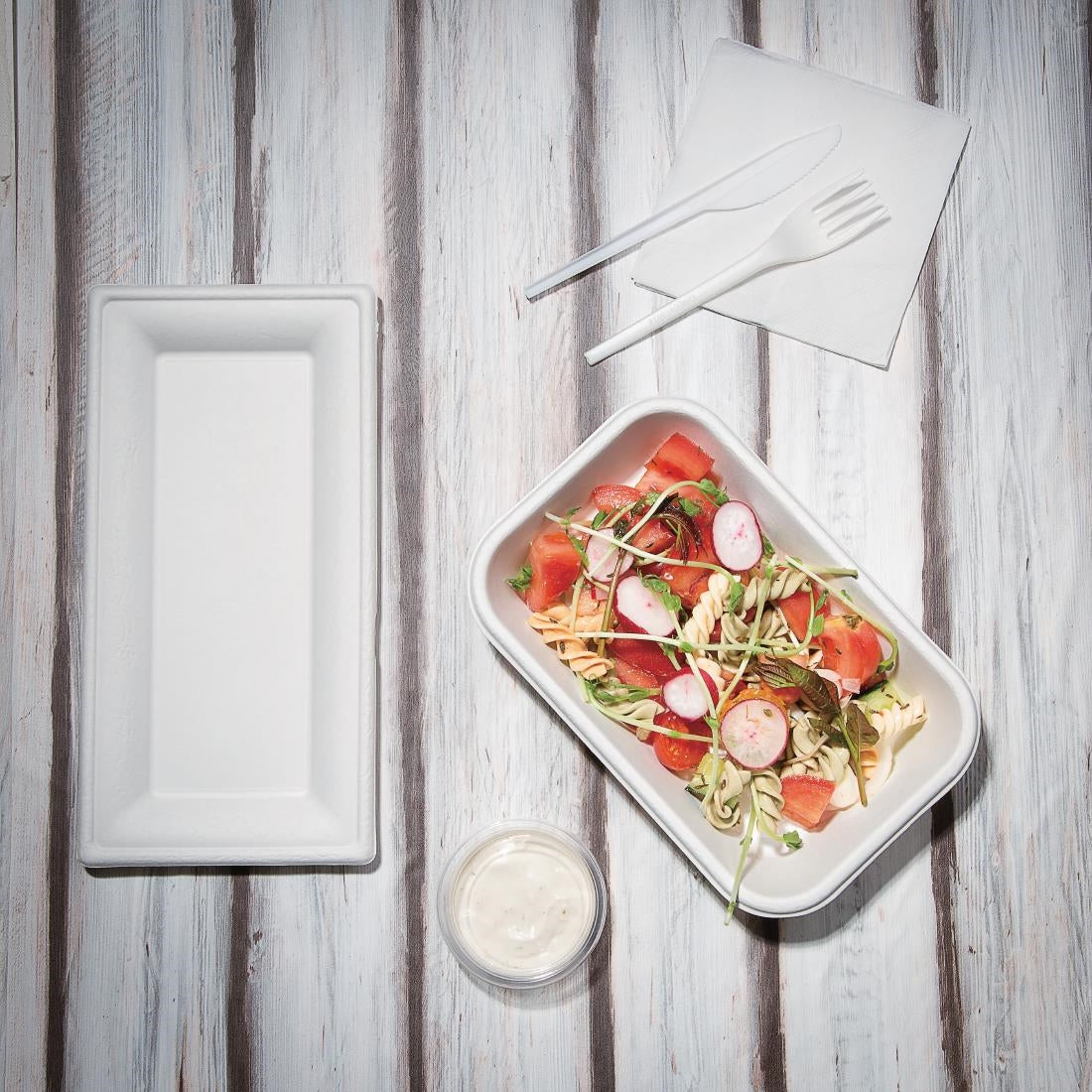 Fiesta Compostable Bagasse Tray 680ml (50 Pack) (38x139x213mm | 680ml | Pack of 50) • PAS-FC531