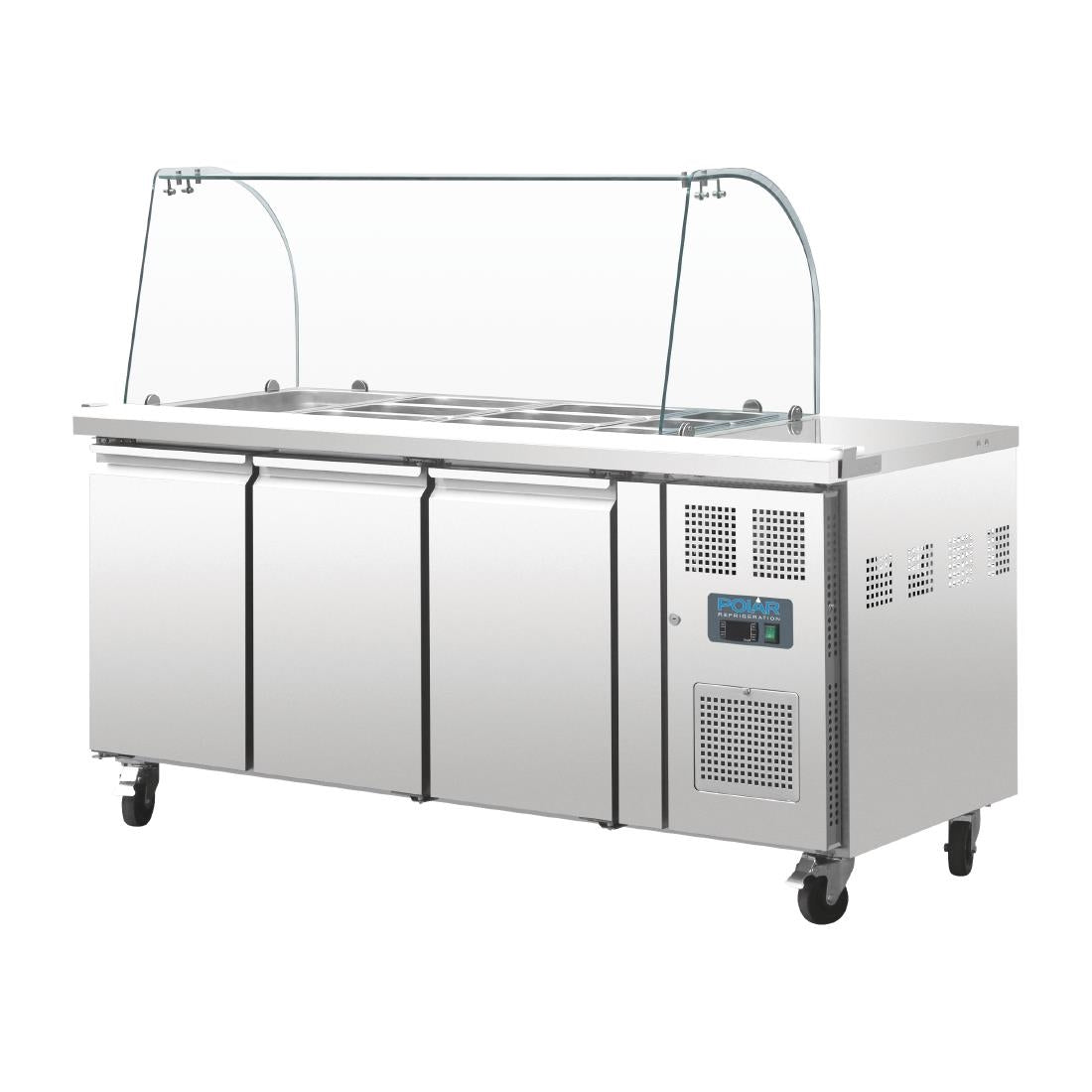 Polar U-Series Triple Door Refrigerated Gastronorm Saladette Counter • PAS-CT394-A