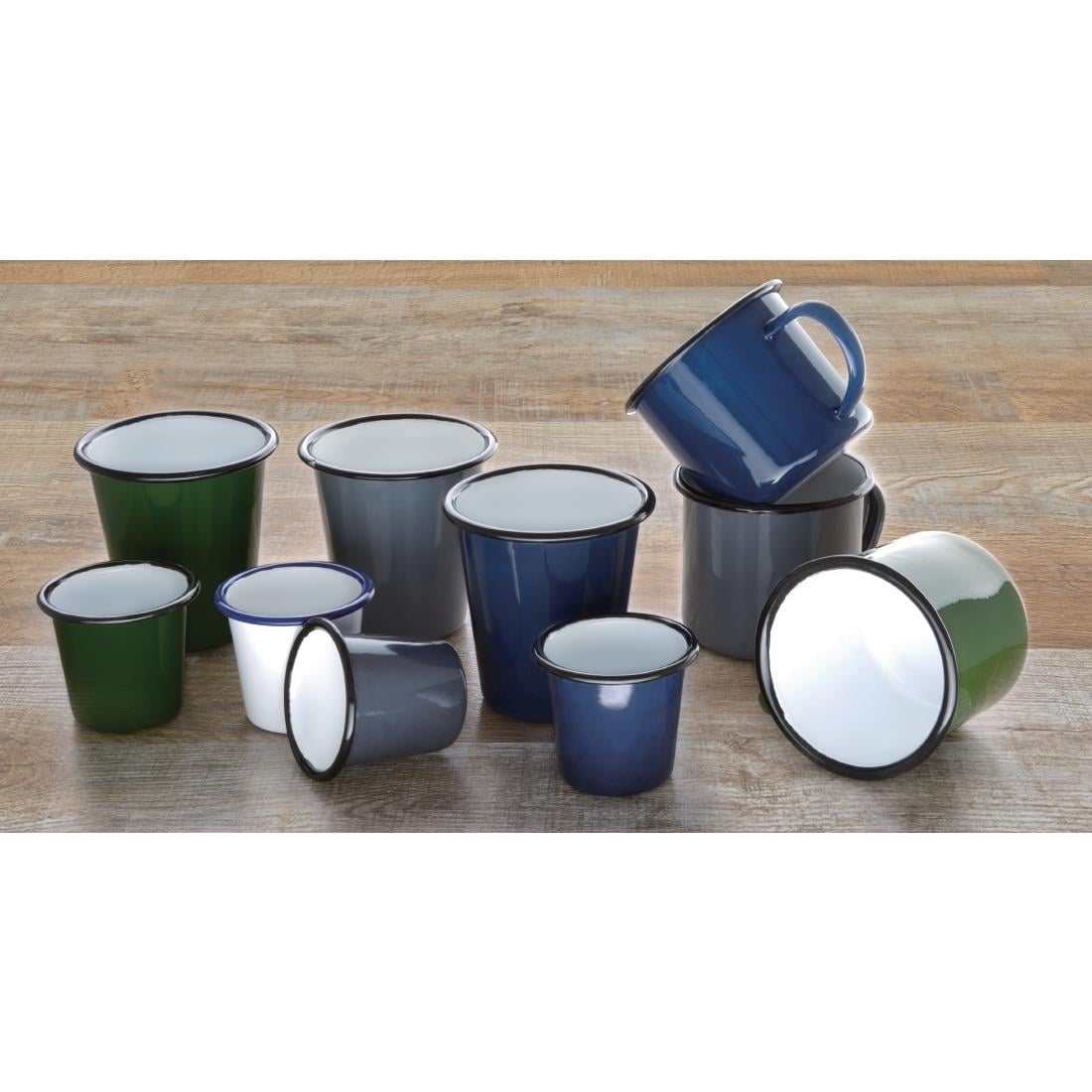 Olympia Enamel Green/Black Mug - 350ml 11.8fl oz (6 Pack) • PAS-DC396