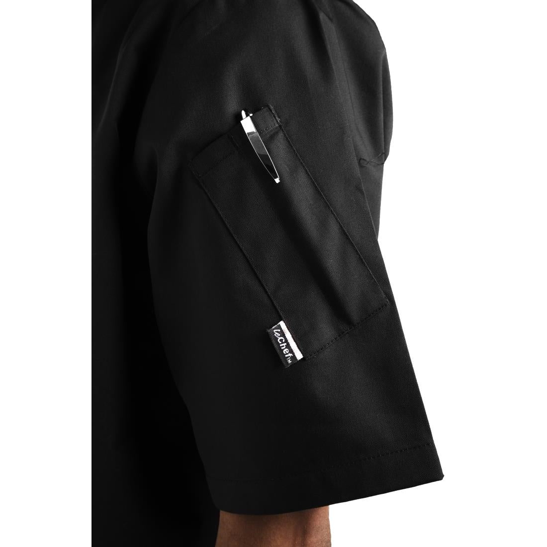 Le Chef Unisex Short Sleeve Chefs Jacket Black L • PAS-BB140-L