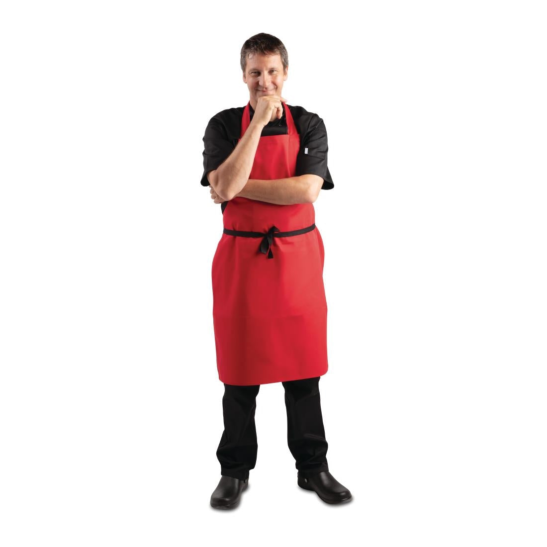 Whites Bib Apron Polycotton Red • PAS-BB466