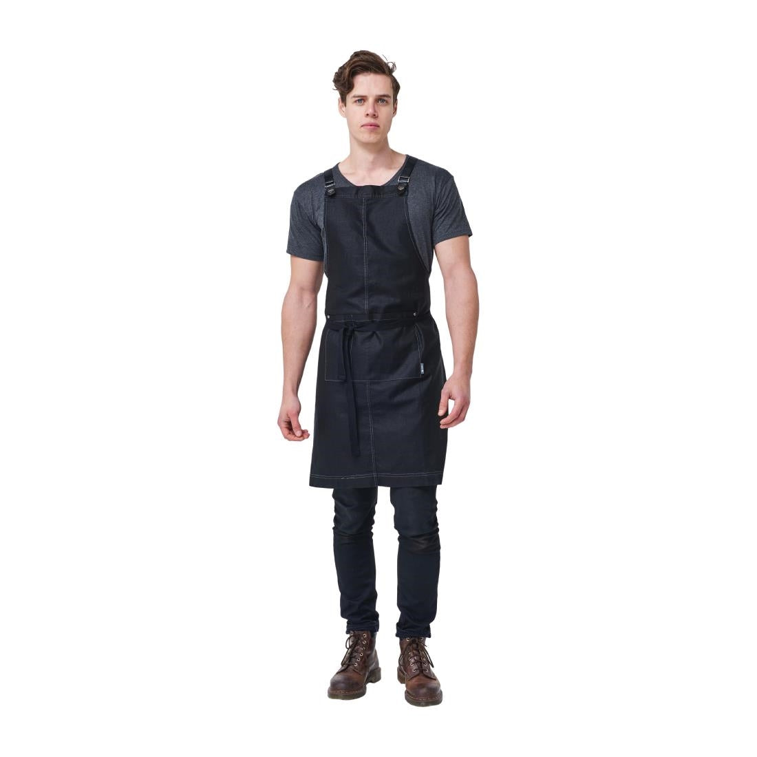 Urbanbar Theodore Linen Bib Apron Black • PAS-BB620