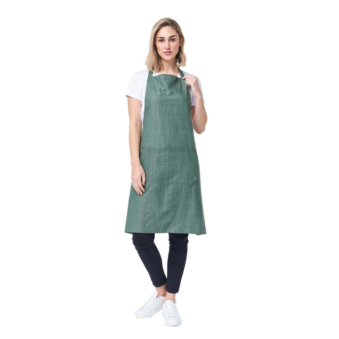 Urbanbar Clementine Linen Bib Apron Forest • PAS-BB637