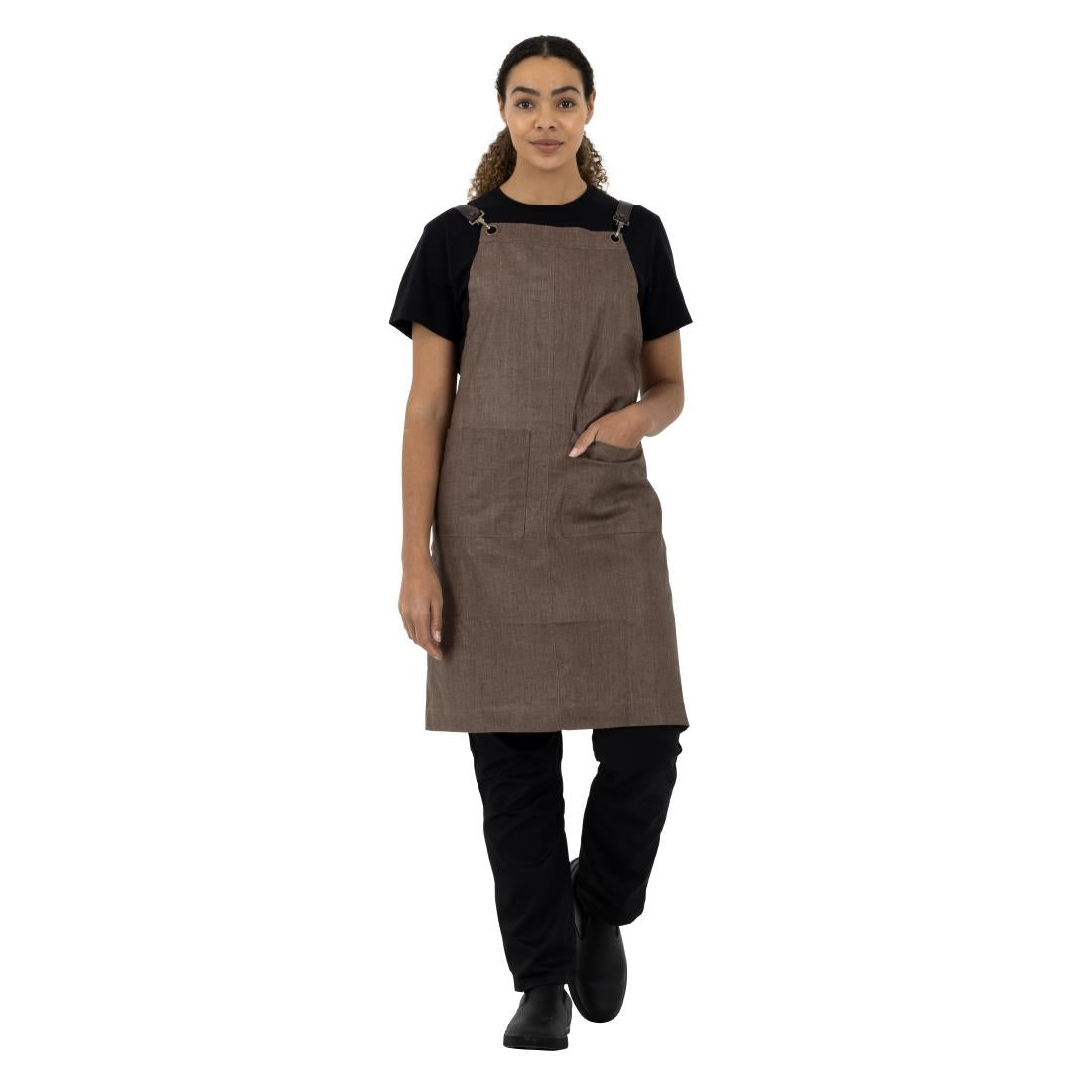 Southside Linen Blend Bib Apron Chocolate • PAS-BB692