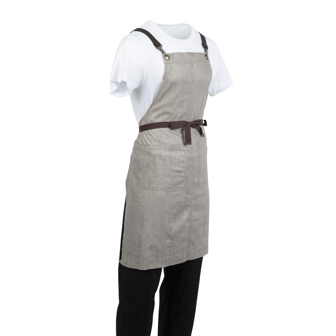 Southside Linen Blend Bib Apron Grey • PAS-BB693