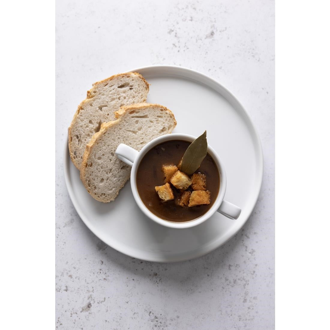 Olympia Whiteware Soup Bowl with Handles - 400ml 13.5fl oz (6 Pack) (115mm. Pack quantity: 6) • PAS-C239