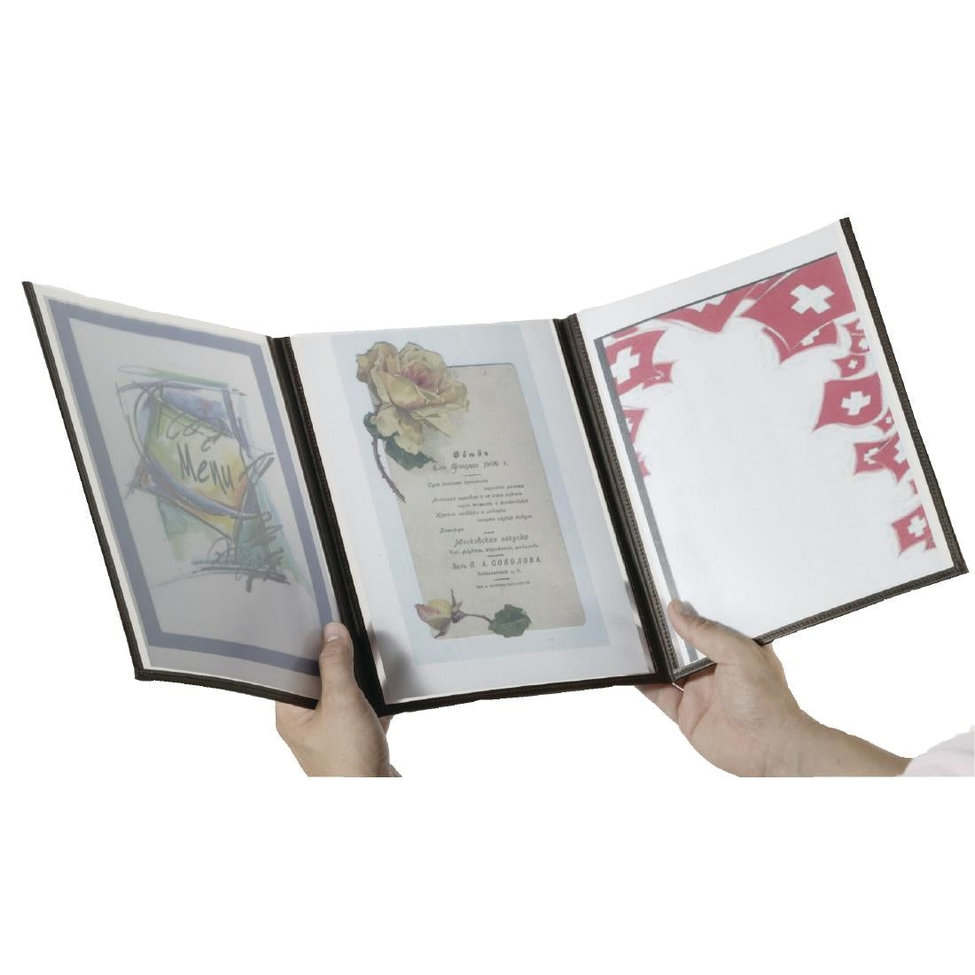Securit Crystal Double Sided Menu Cover A4 Triple (3 Pack) • PAS-CB843