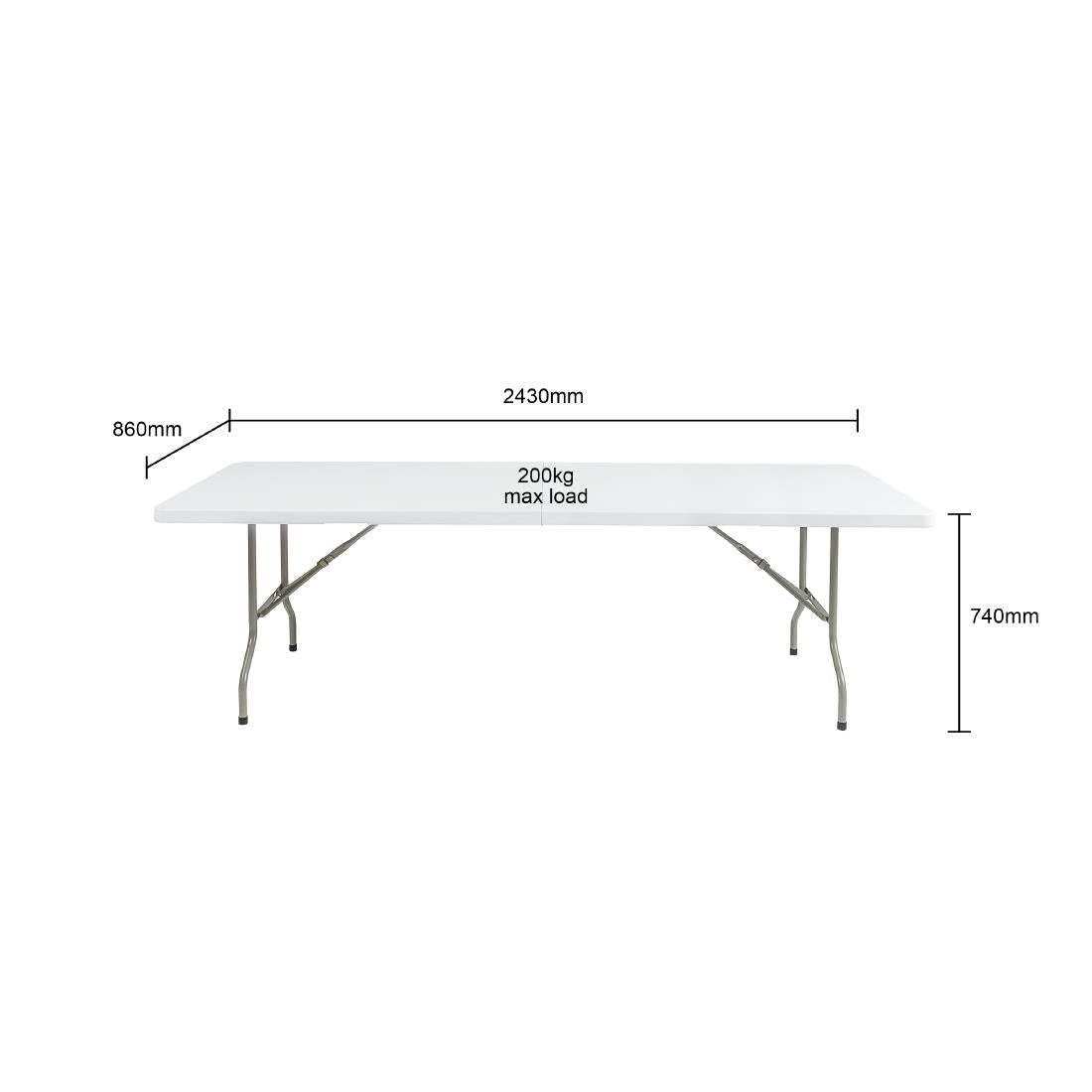 Bolero Centre Folding Table 8ft White • PAS-CF375