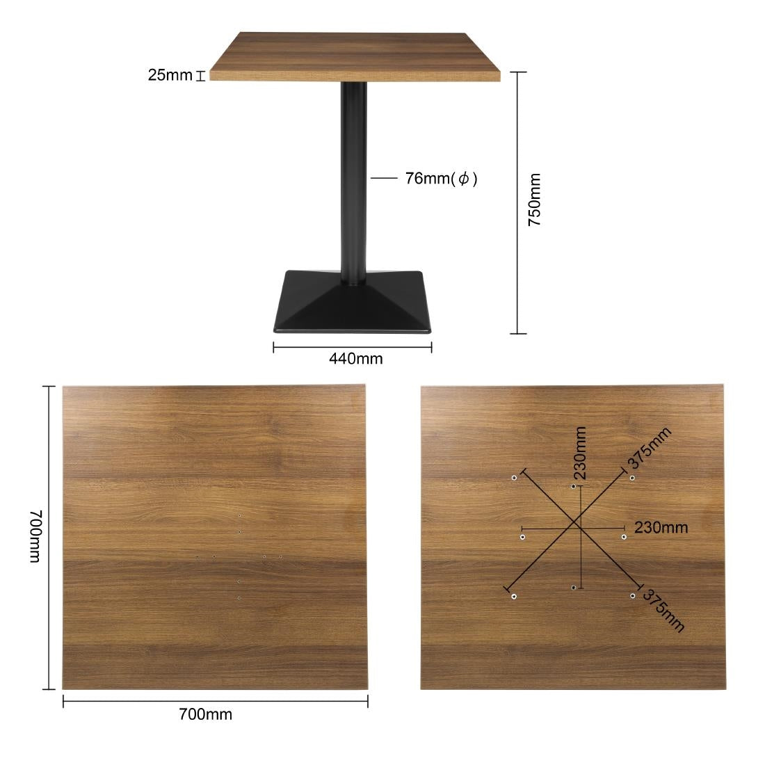 Bolero Complete Square Table 700mm (750(H)x700(W)x700(D)mm. Table Top Thickness: 25mm) • PAS-CH992