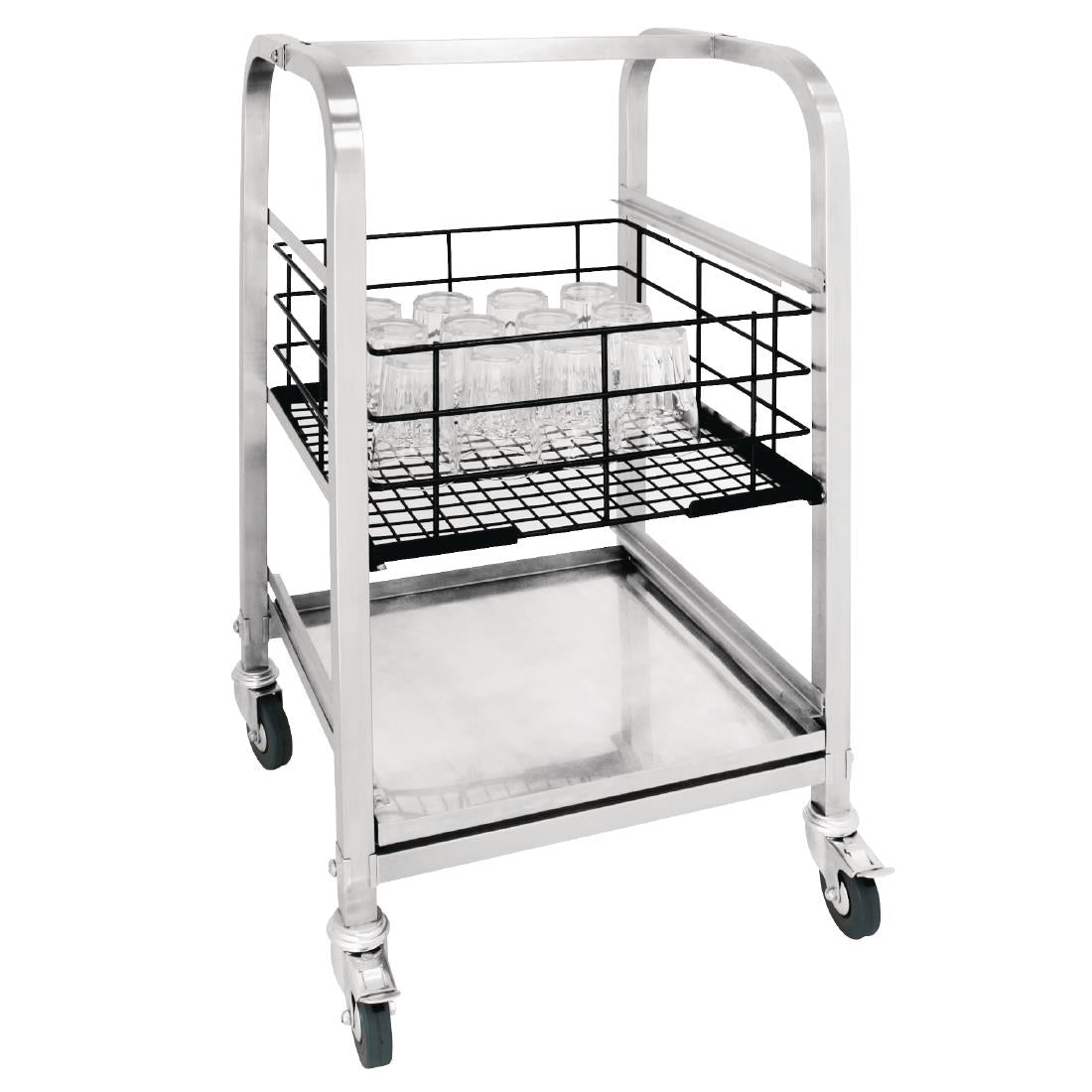 Vogue 3 Tier Glass Racking Trolley for 425mm Baskets • PAS-CL269