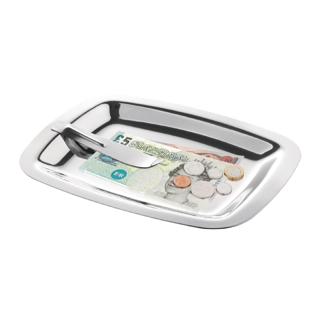 Olympia Square Stainless Steel Tip Tray With Bill Clip • PAS-CM759