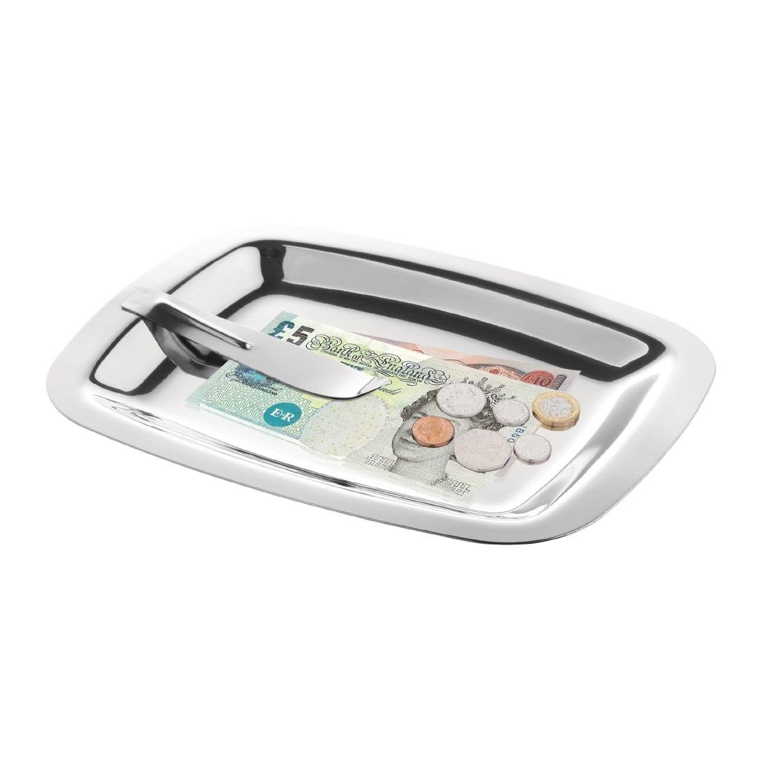 Olympia Square Stainless Steel Tip Tray With Bill Clip • PAS-CM759