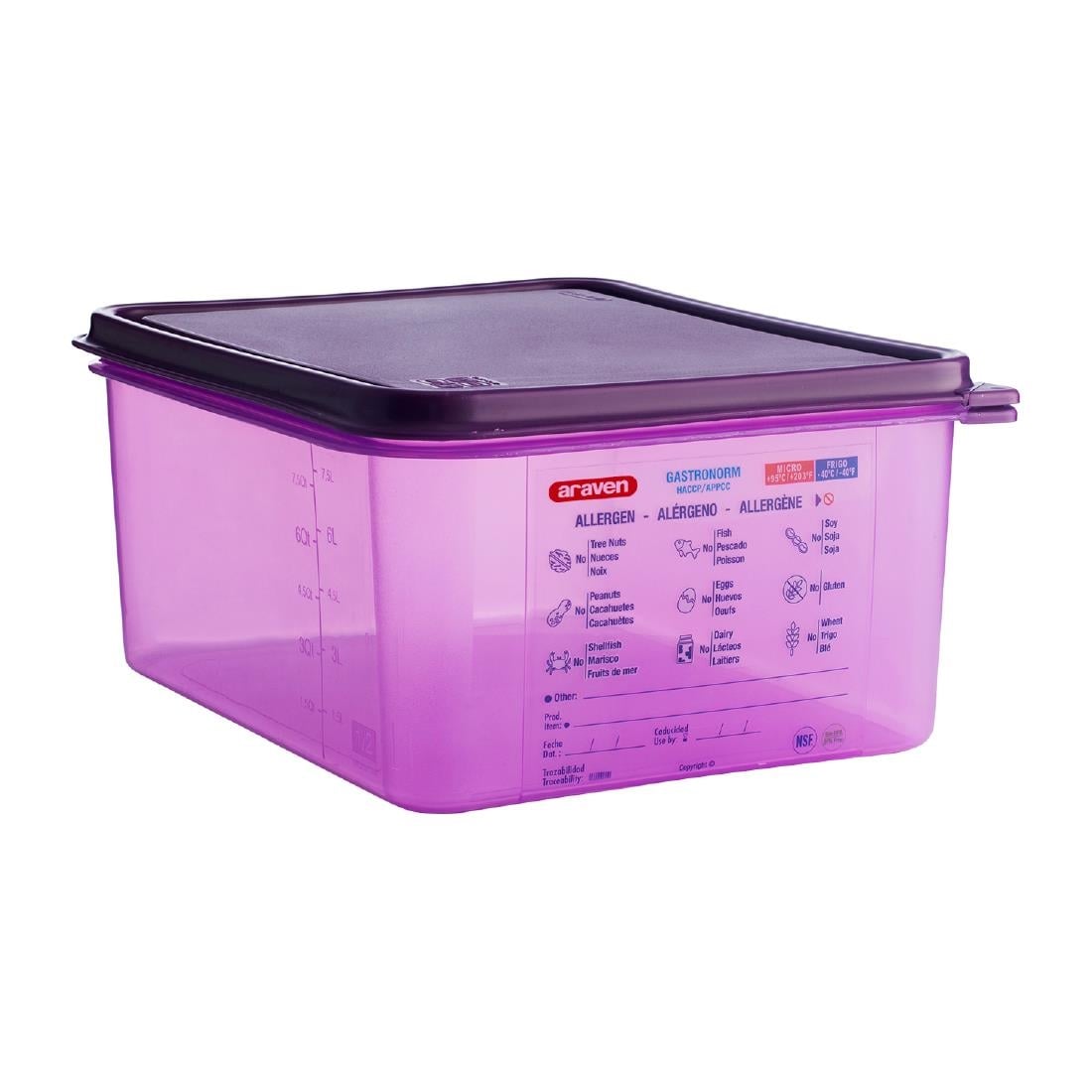 Araven Allergen Polypropylene 1/2 Gastronorm Food Container 10Ltr • PAS-CM789