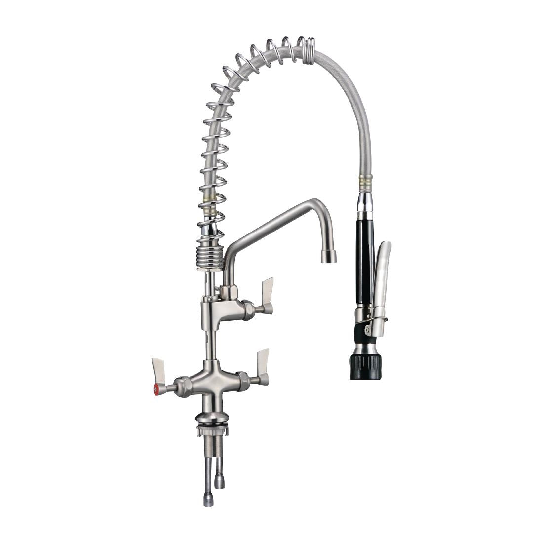 3monkeez Compact Dual Hob Mounted Cafe Pre-rinse unit with 12" pot filler black handle (Dimensions: 530(H) x 300(W)mm / 21x12" | Output: 3.5Ltr/m) • PAS-CM819