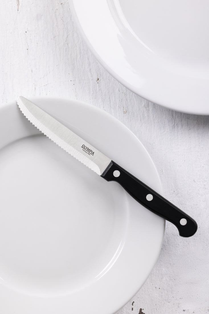 Olympia Rounded Steak Knife Black - 114mm 4 1/2" (Box 12) • PAS-CS716