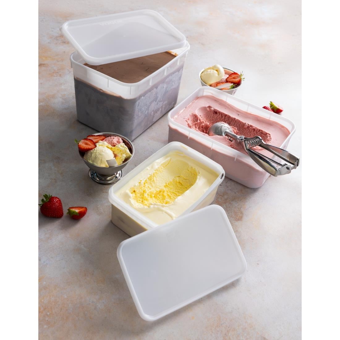 Ice Cream Container Lids 1.2Ltr (40 Pack) (192(W)x127(L)mm | Pack of 40) • PAS-DA571