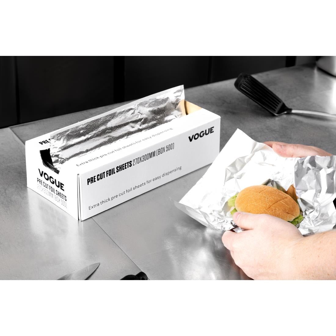 Vogue Aluminium Foil Sheets 270x300mm (500 Pack) (Pack Quantity: 500 sheets) • PAS-CU259