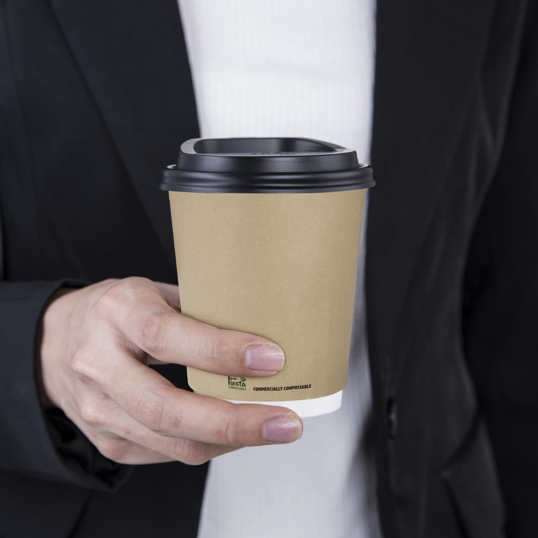 Fiesta Compostable Hot Cup Double Wall Kind Kraft 225ml (500 Pack) (225ml | Pack of 500) • PAS-CU984