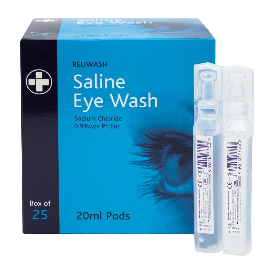 Reliwash 20ml Saline Eye Pods Sterile (25 Pack) (20ml Saline Pods | Pack of 25) • PAS-DC126