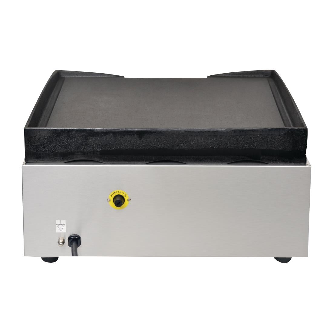 Apuro Large Cast Iron Countertop Electric Griddle (2.8kW. 15Amp. Cooking area: 380x385mm) • PAS-DC901-A