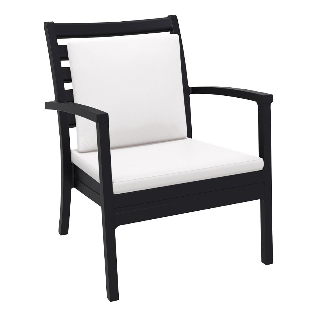 Siesta Exclusive Artemis XL Armchair Black with White Seat and Back Cushion (2 Pack) • PAS-DD053