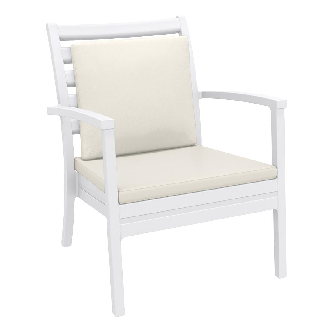 Siesta Exclusive Artemis XL Armchair White with Beige Seat and Back Cushion (2 Pack) • PAS-DD067