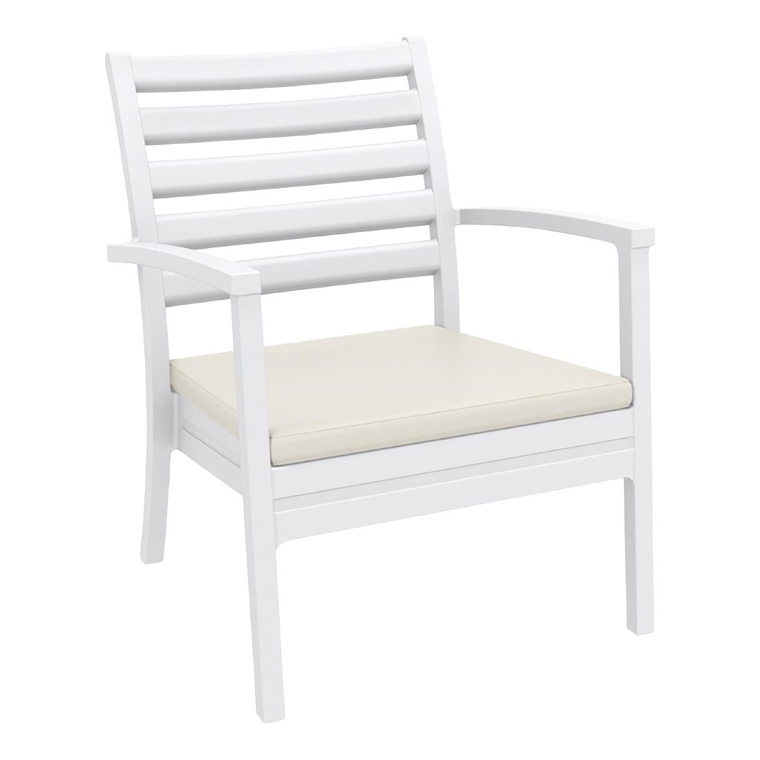 Siesta Exclusive Artemis XL Armchair White with Beige Seat Cushion (2 Pack) • PAS-DD068