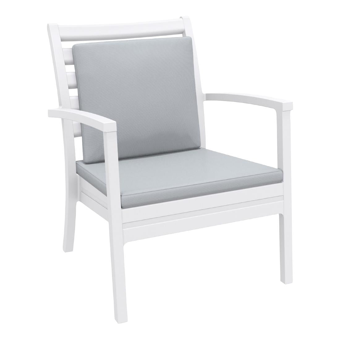 Siesta Exclusive Artemis XL Armchair White with Light Grey Seat and Back Cushion (2 Pack) • PAS-DD069