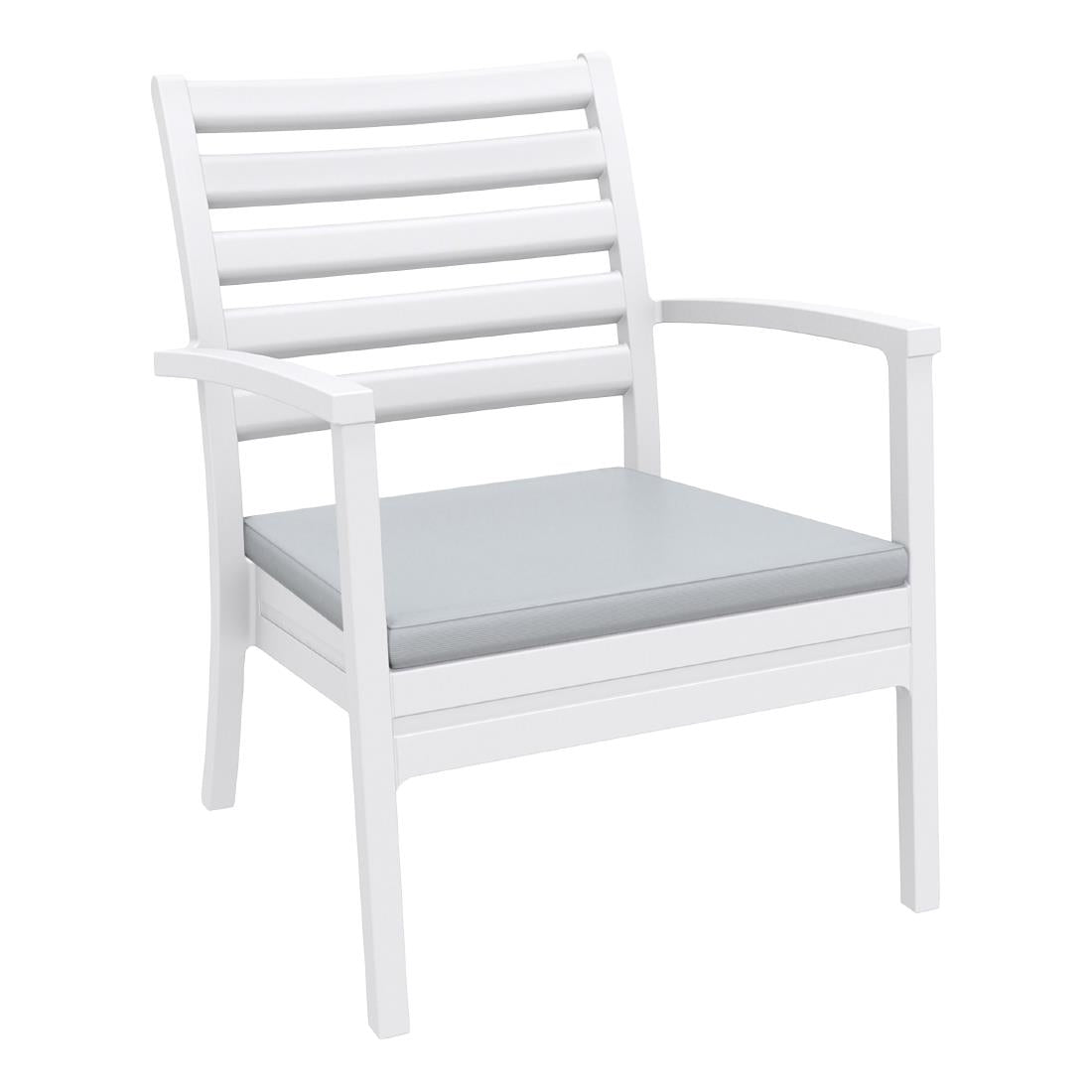 Siesta Exclusive Artemis XL Armchair White with Light Grey Seat Cushion (2 Pack) • PAS-DD070