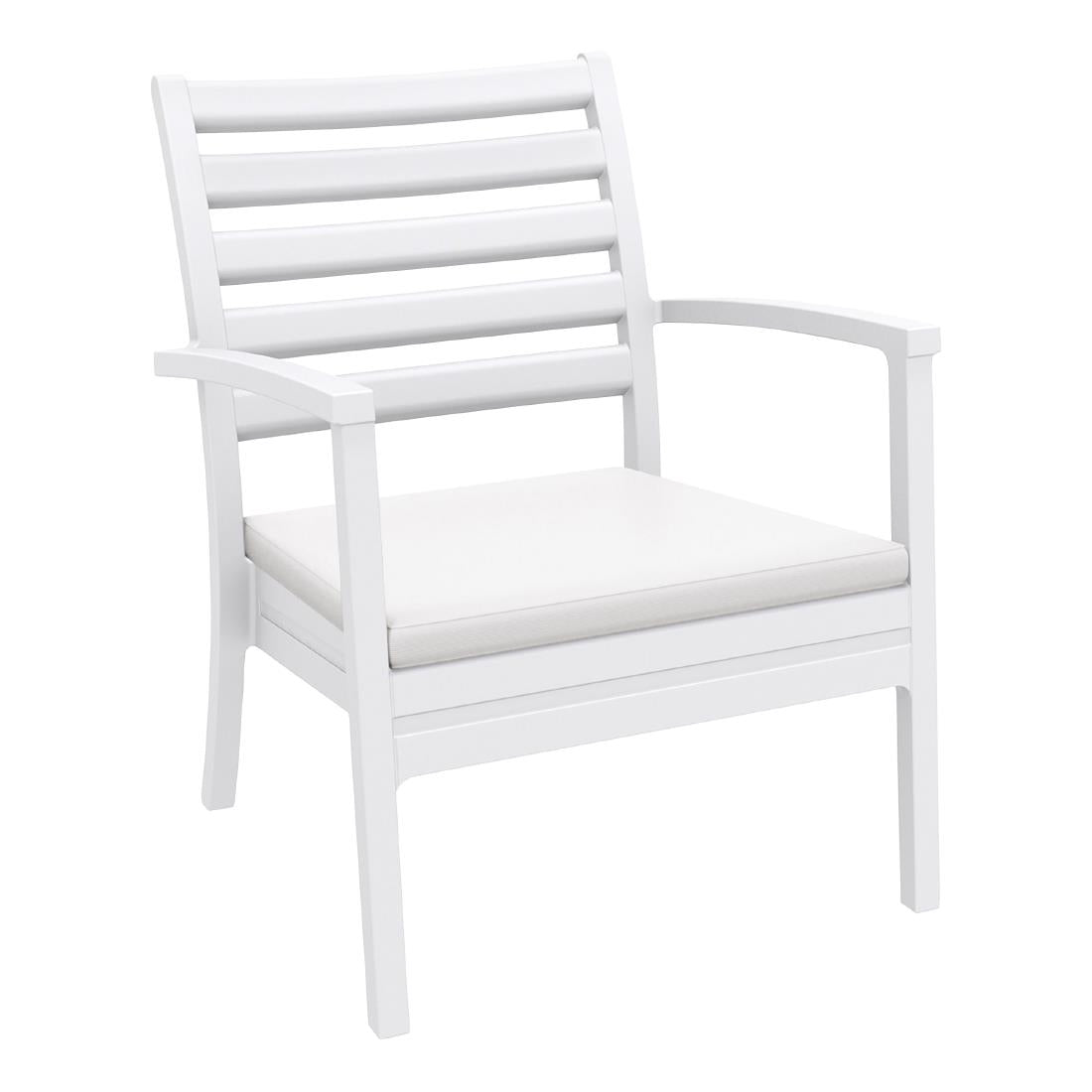 Siesta Exclusive Artemis XL Armchair White with White Seat Cushion (2 Pack) • PAS-DD072