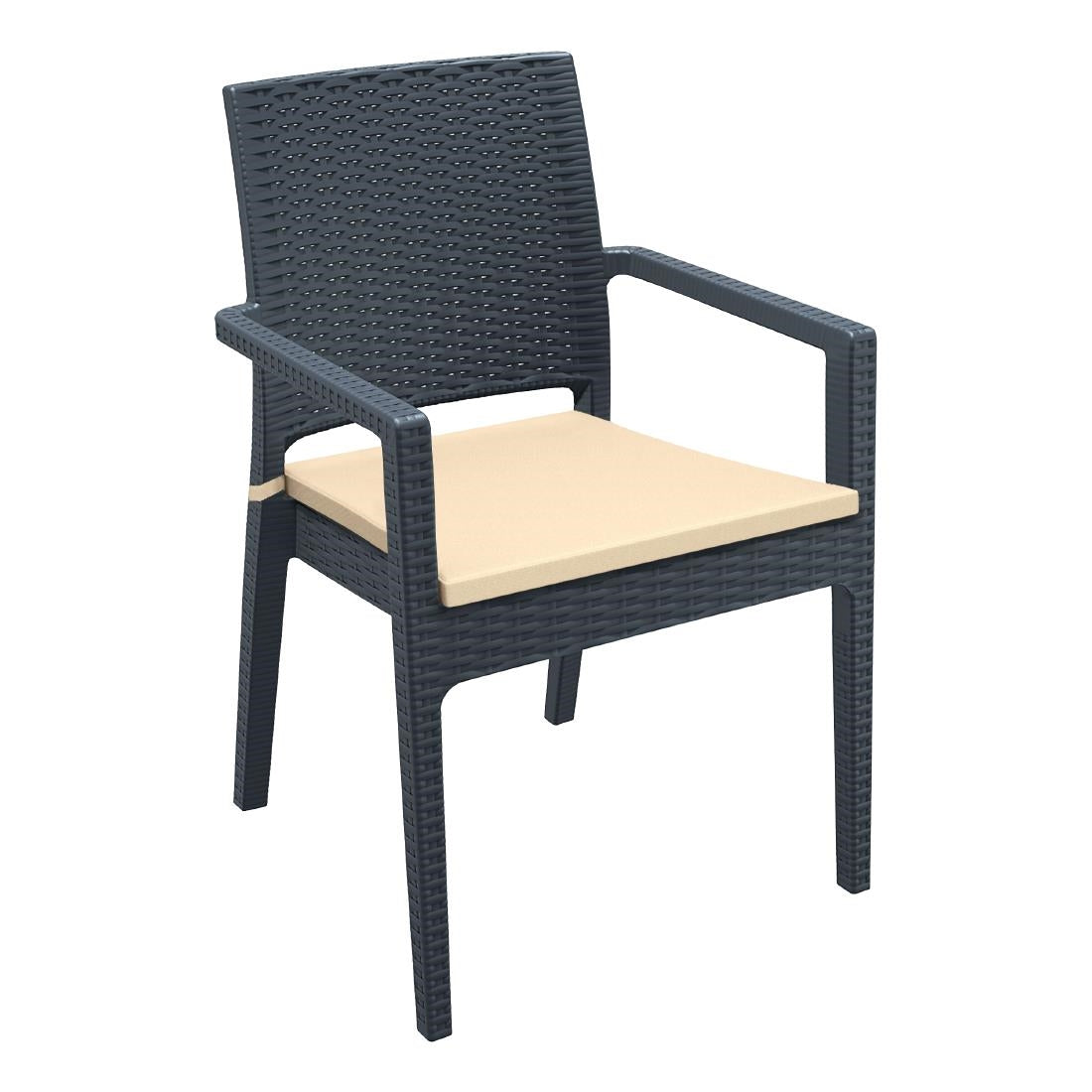 Siesta Exclusive Ibiza Armchair Anthracite with Beige Cushion (2 Pack) • PAS-DD077