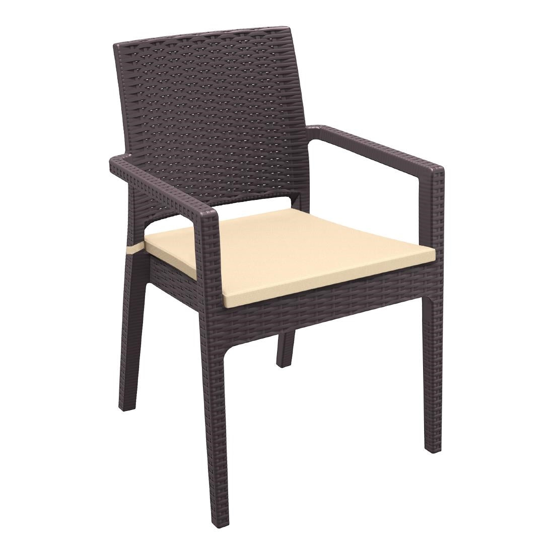 Siesta Exclusive Ibiza Armchair Chocolate with Beige Cushion (2 Pack) • PAS-DD078