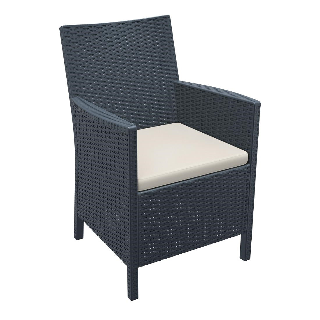 Siesta Exclusive California Armchair Anthracite with Beige Cushion (2 Pack) • PAS-DD080