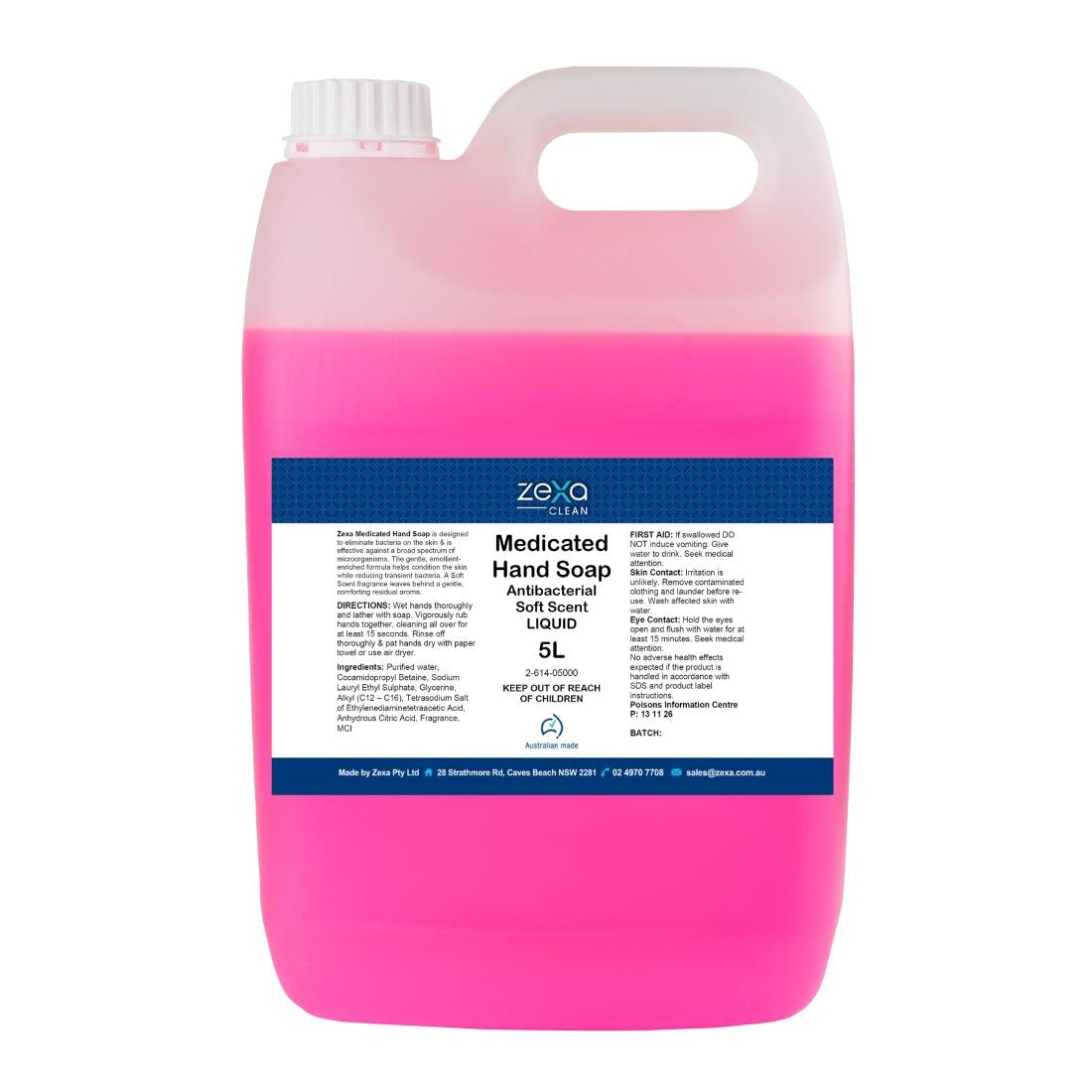 Zexa medicated hand soap soft scent liquid (Anti-bacterial) 5Ltr (Pack Quantity: 1 x 5ltr Refillable Liquid | Lightly Fragranced | Liquid Consistency) • PAS-DD443