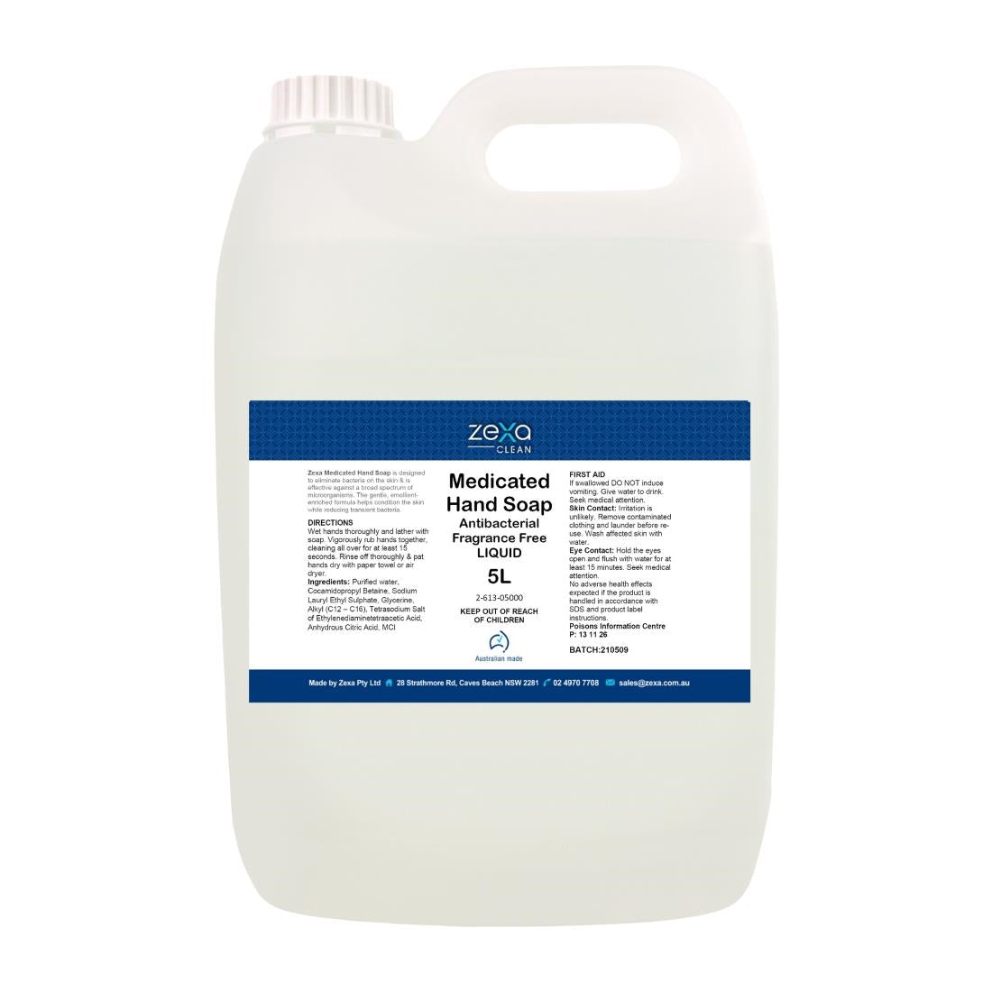 Zexa medicated hand soap fragrance free liquid (Anti-bacterial) 5Ltr (Pack Quantity: 1 x 5ltr Refillable Liquid | Fragrance Free | Liquid Consistency) • PAS-DD444