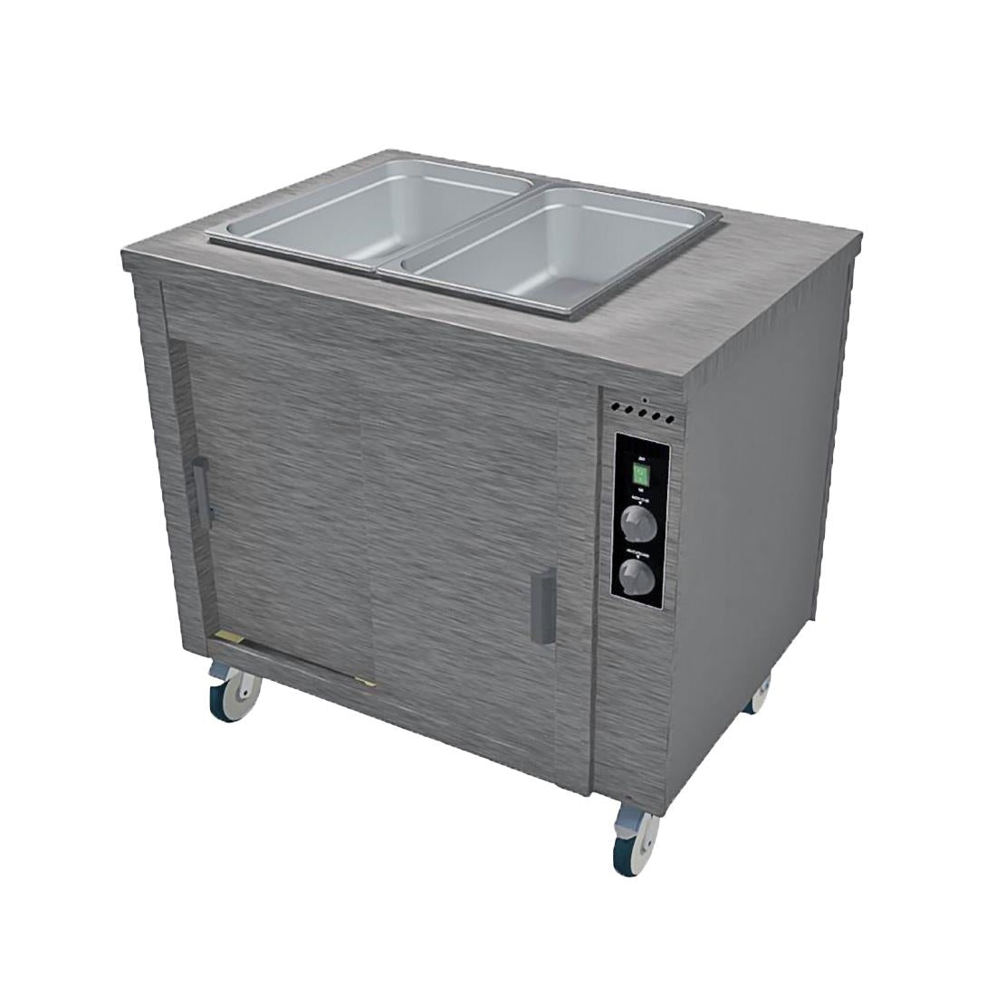 Versigen Wet/Dry Bain Marie with hot cupboard - 2x1/1GN (Wet and Dry Well | 2x1/1GN | Power: 2.4 kW/15amp | Single Phase) • PAS-DD502