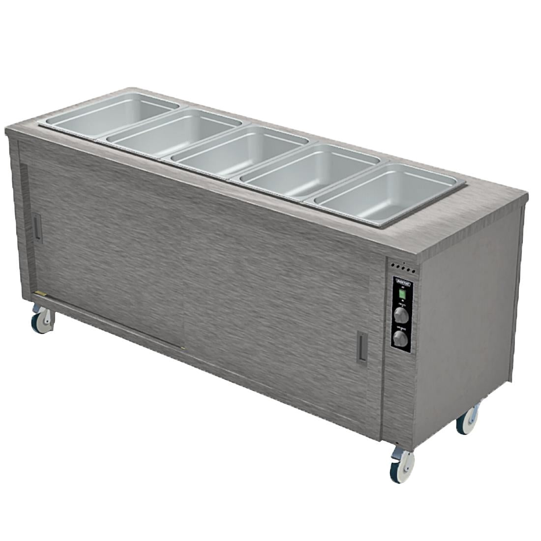 Versigen Wet/Dry Bain Marie with hot cupboard - 5x1/1GN (Wet and Dry Well | 5x1/1GN | Power: 3.7 kW/20amp | Single Phase) • PAS-DD505