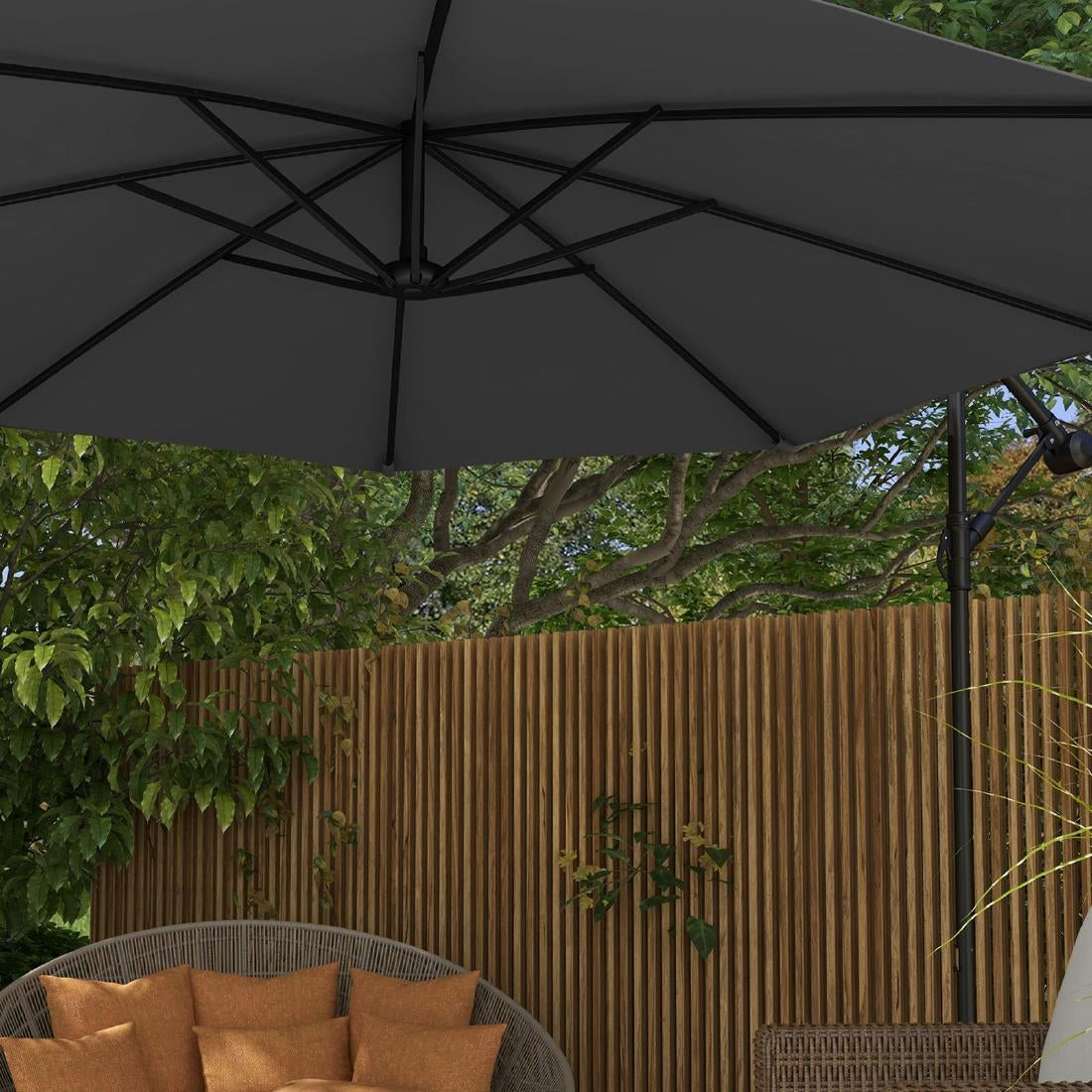 Milano Outdoor 3 Meter Hanging and Folding Umbrella - Grey • PAS-DD840